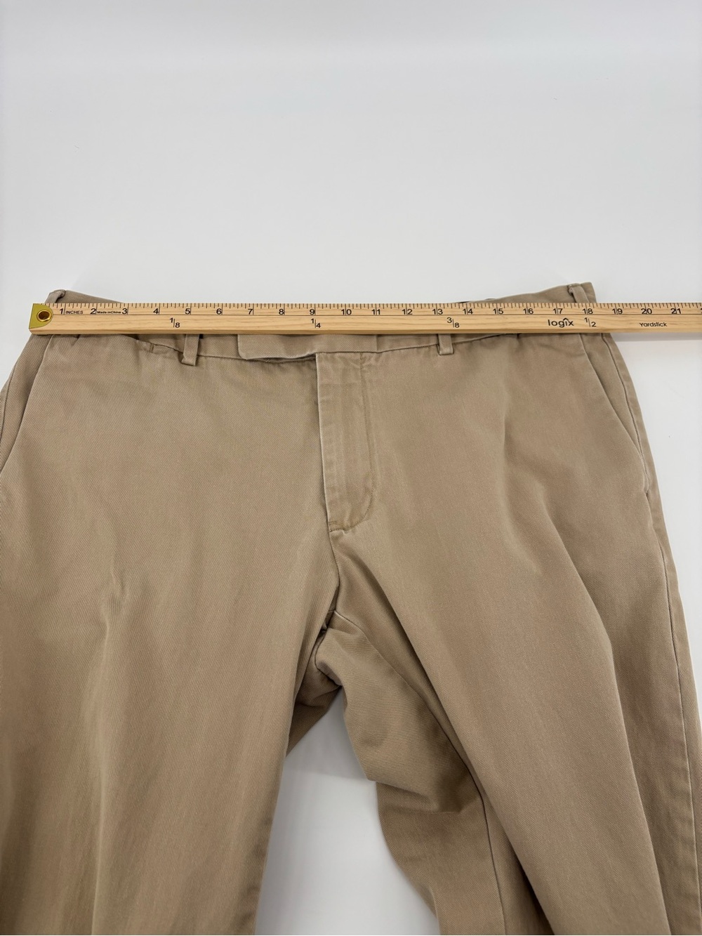 Polo Ralph Lauren Men 38x32 Khaki Chino Pants Flat Front Tan Cotton Trousers 38 - Picture 8 of 12